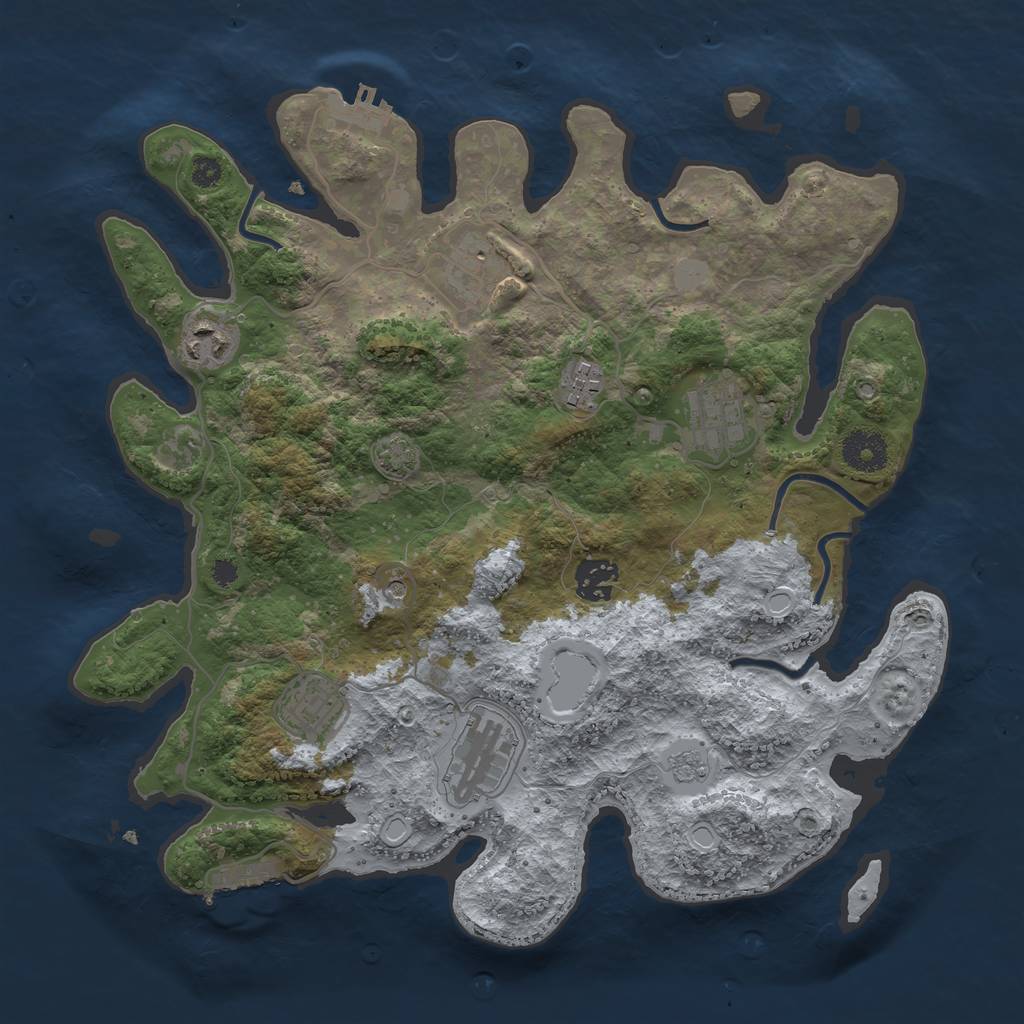 Rust Map: Procedural Map, Size: 3450, Seed: 93522005, 15 Monuments