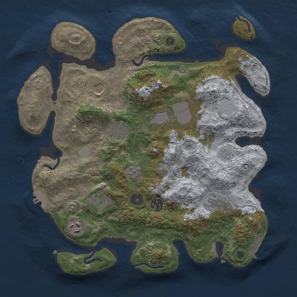 Rust Map: Procedural Map, Size: 3500, Seed: 79482715, 16 Monuments