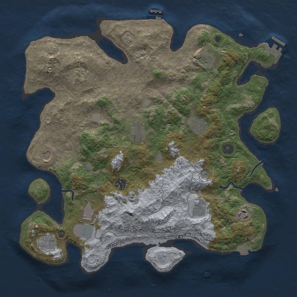 Rust Map: Procedural Map, Size: 4000, Seed: 22215, 17 Monuments