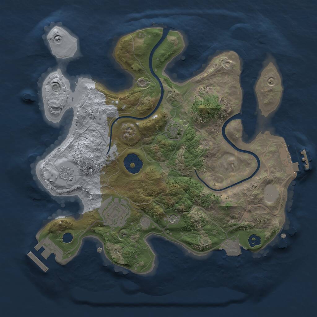 Rust Map: Procedural Map, Size: 2500, Seed: 1284156862, 7 Monuments