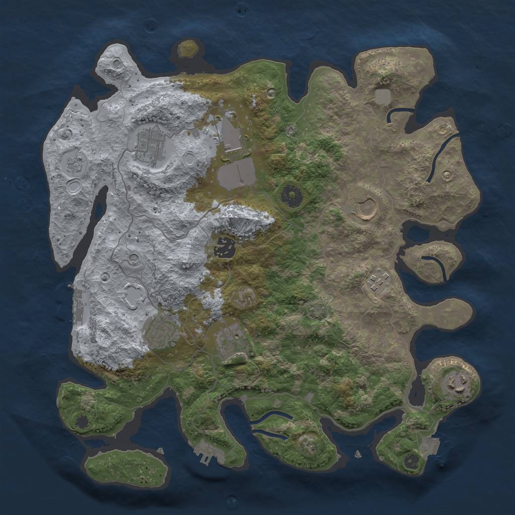 Rust Map: Procedural Map, Size: 3500, Seed: 1931037354, 16 Monuments