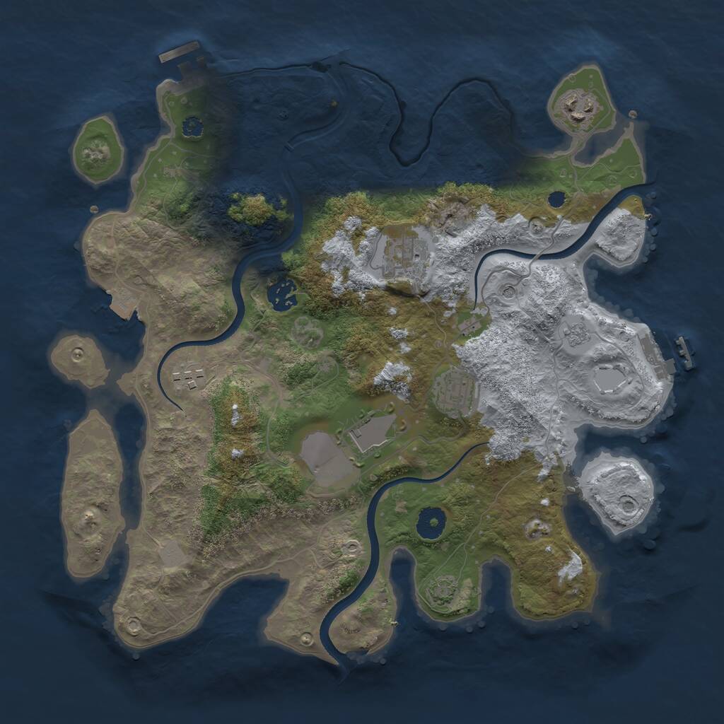 Rust Map: Procedural Map, Size: 3500, Seed: 202496228, 12 Monuments