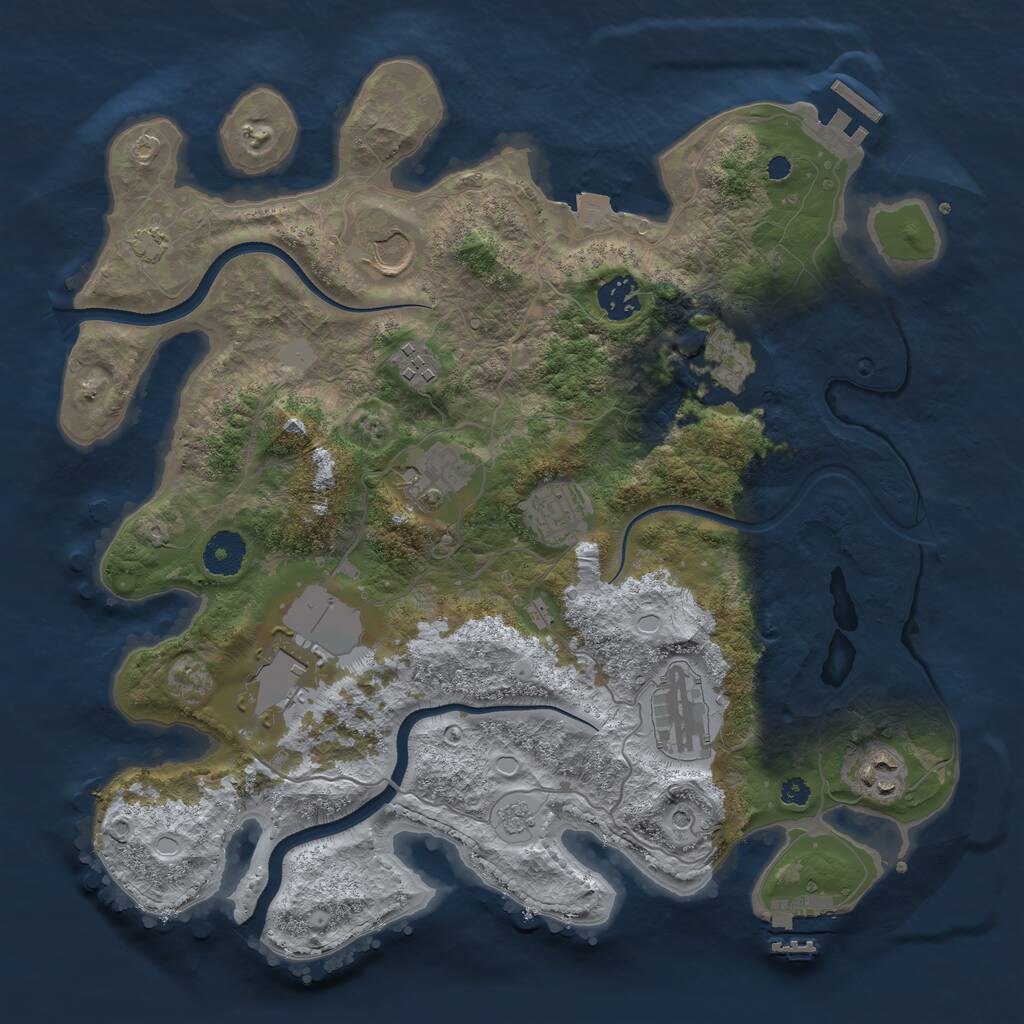 Rust Map: Procedural Map, Size: 3550, Seed: 22272663, 15 Monuments