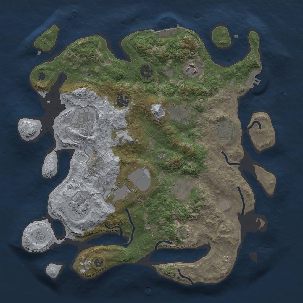 Rust Map: Procedural Map, Size: 3500, Seed: 905855862, 16 Monuments