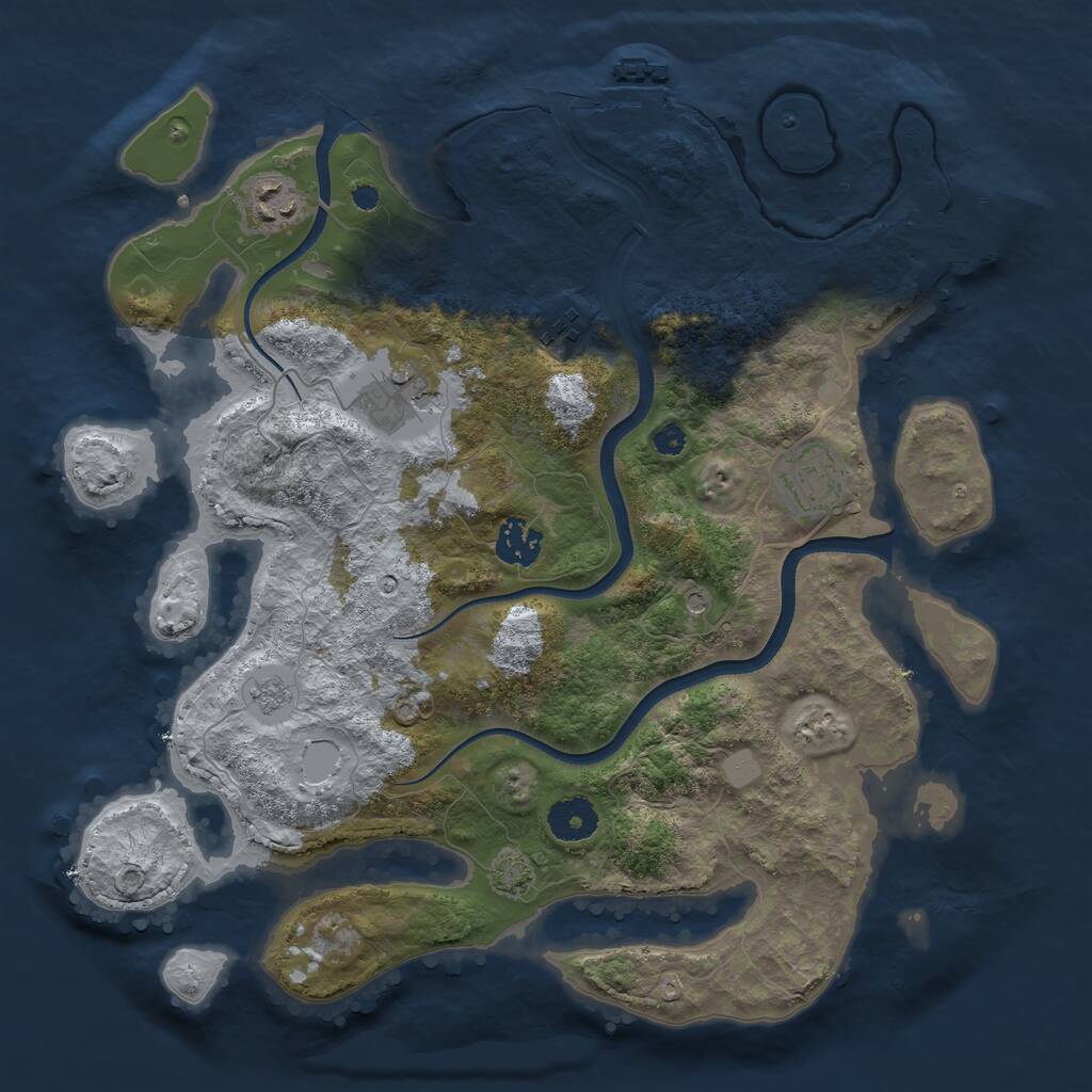 Rust Map: Procedural Map, Size: 3500, Seed: 905855862, 11 Monuments