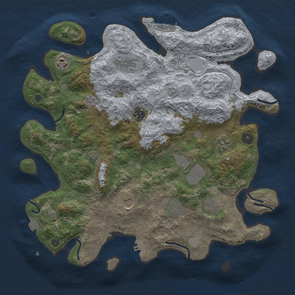 Rust Map: Procedural Map, Size: 3850, Seed: 52418306, 17 Monuments