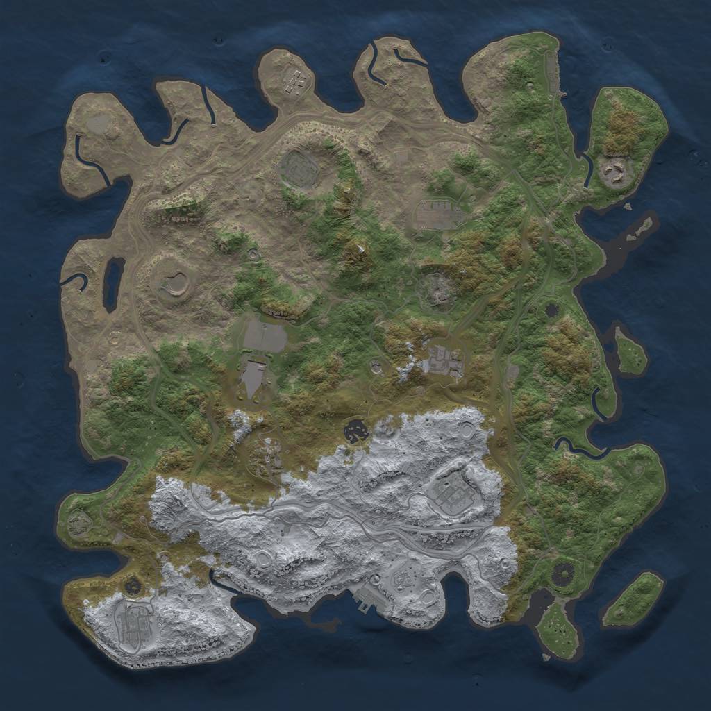 Rust Map: Procedural Map, Size: 4500, Seed: 81252223, 19 Monuments