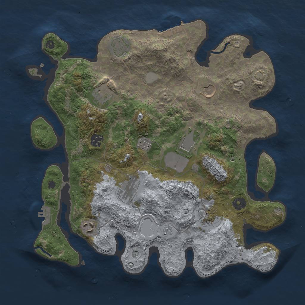 Rust Map: Procedural Map, Size: 3500, Seed: 1996531661, 17 Monuments