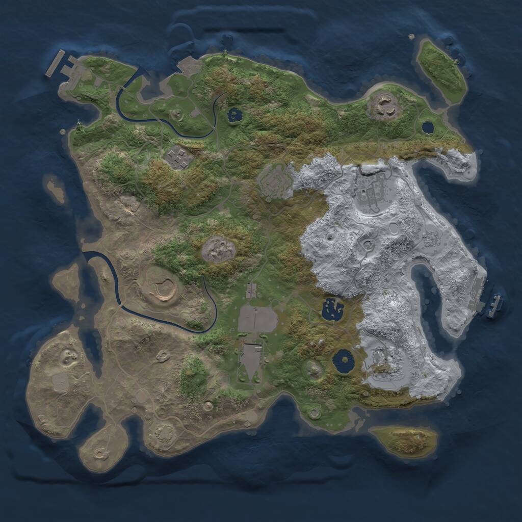 Rust Map: Procedural Map, Size: 3500, Seed: 14332464, 14 Monuments