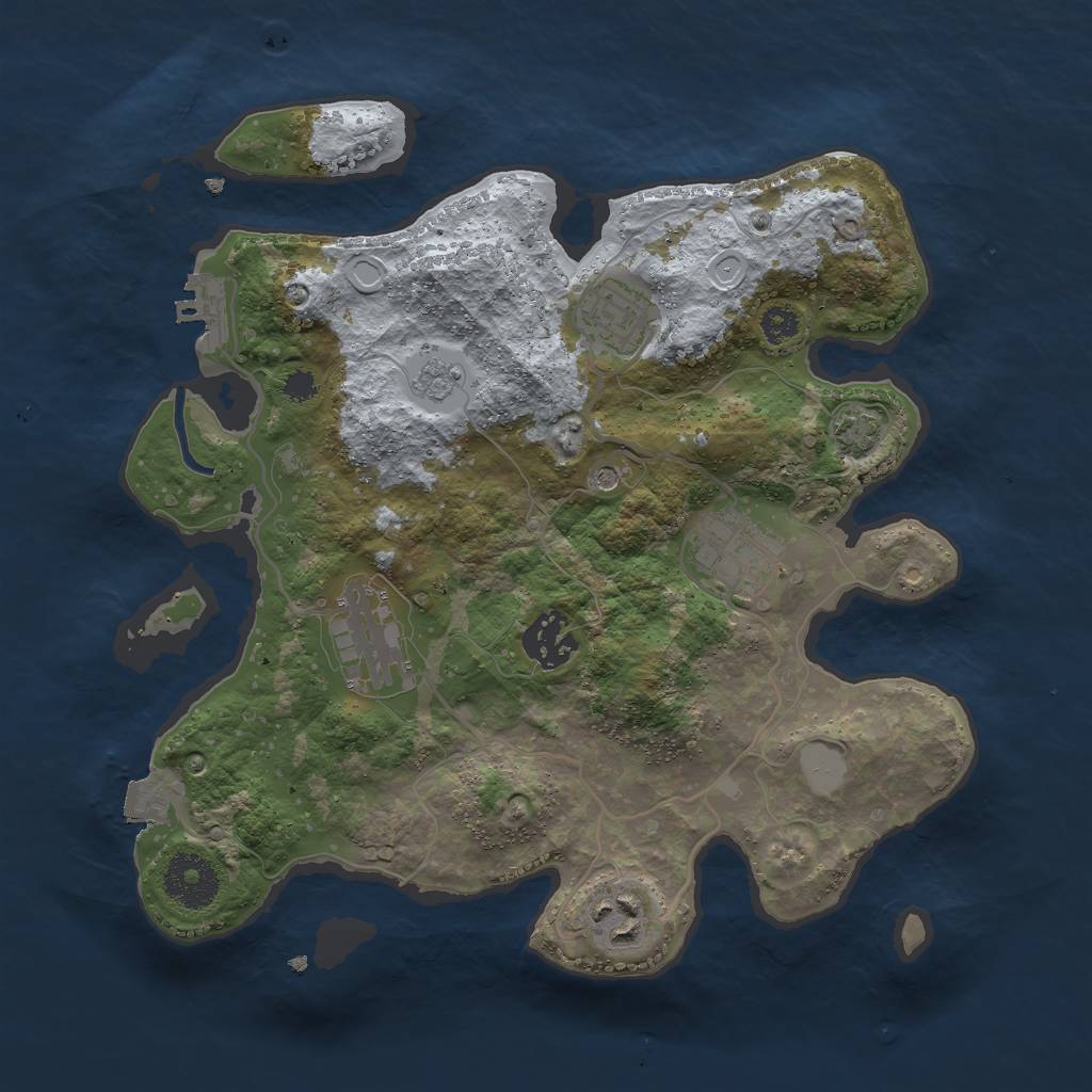 Rust Map: Procedural Map, Size: 3000, Seed: 68139, 12 Monuments