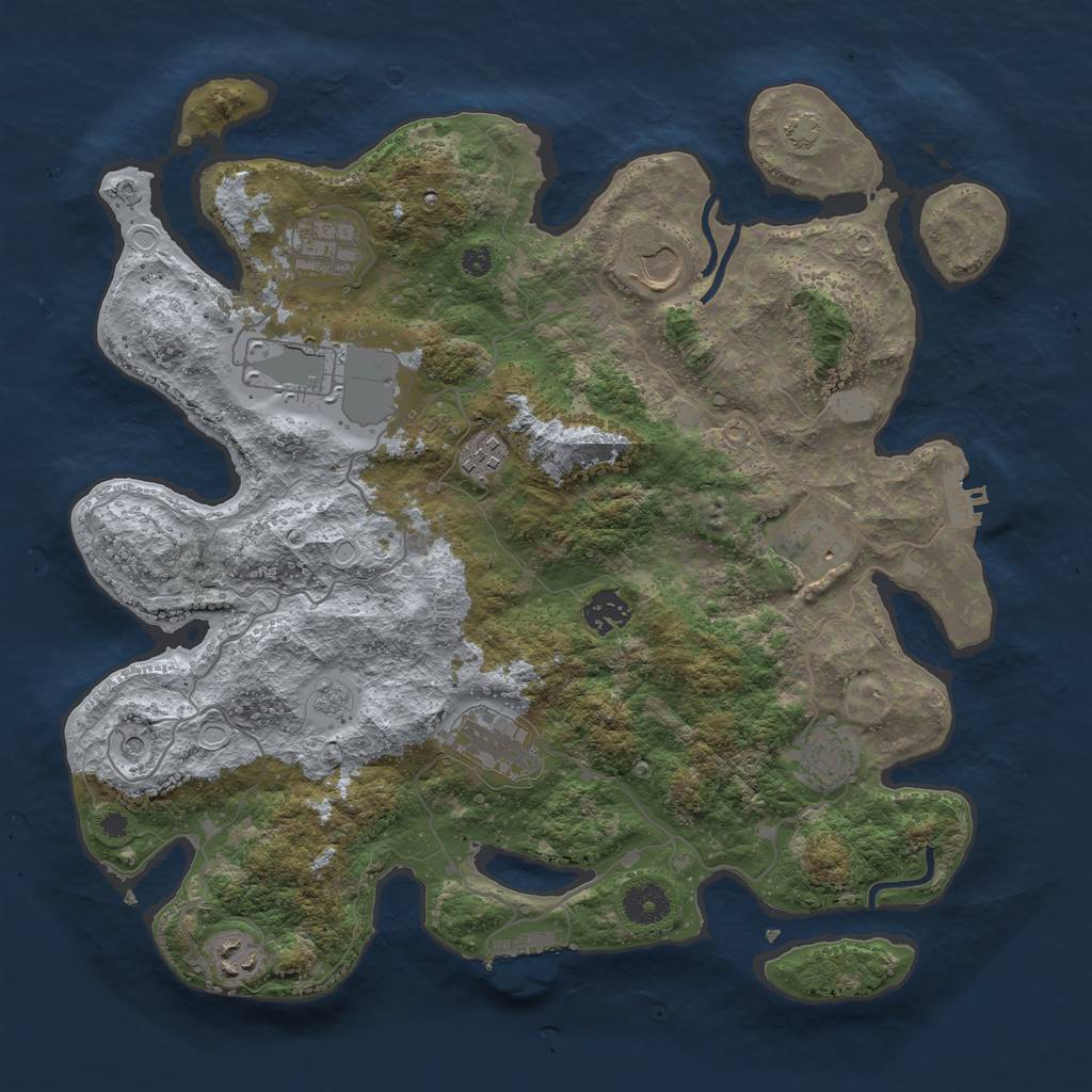 Rust Map: Procedural Map, Size: 3750, Seed: 94501486, 17 Monuments