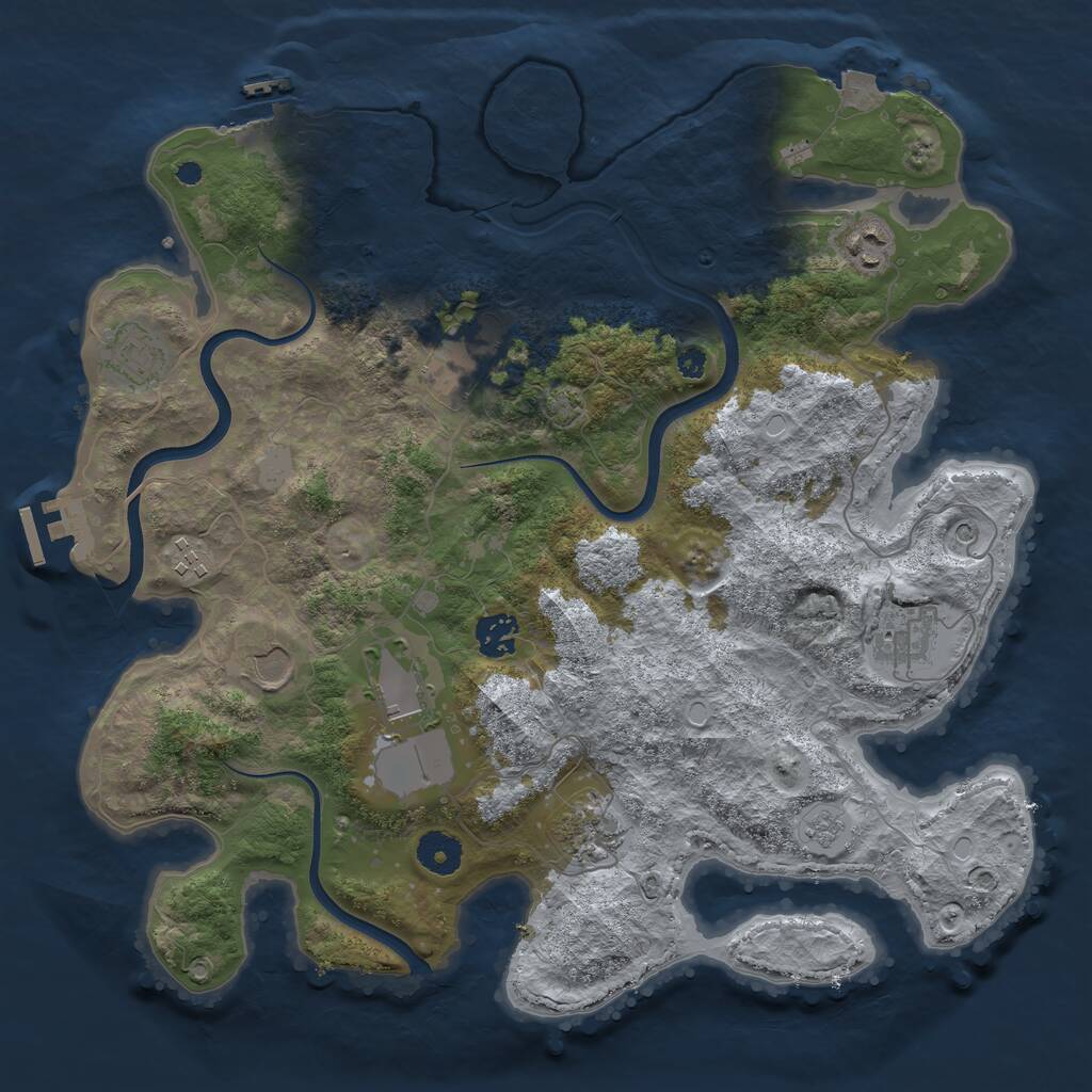 Rust Map: Procedural Map, Size: 3700, Seed: 1107049791, 15 Monuments