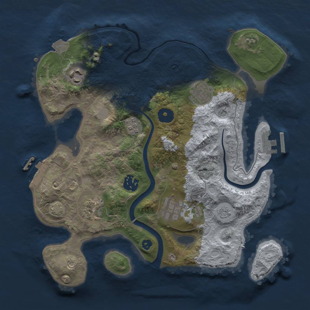Rust Map: Procedural Map, Size: 3000, Seed: 1172708899, 12 Monuments