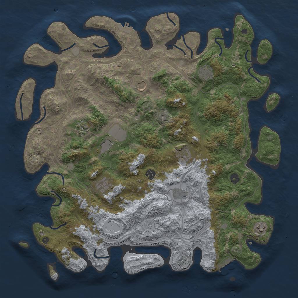 Rust Map: Procedural Map, Size: 4500, Seed: 20060320, 18 Monuments