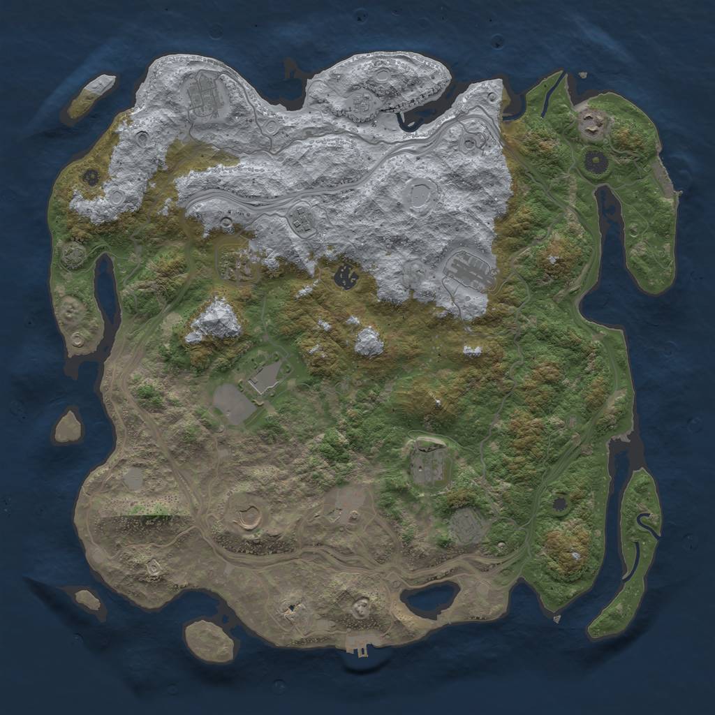 Rust Map: Procedural Map, Size: 4500, Seed: 1126687240, 19 Monuments