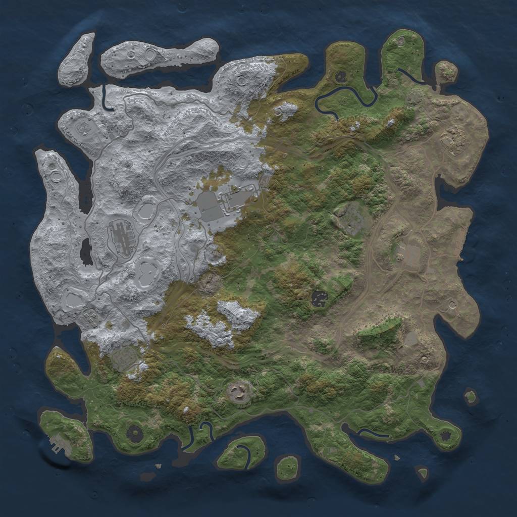 Rust Map: Procedural Map, Size: 4500, Seed: 2062023, 17 Monuments