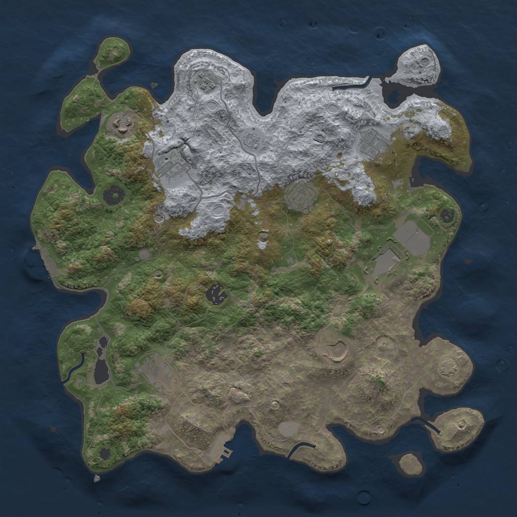 Rust Map: Procedural Map, Size: 3750, Seed: 1698395421, 17 Monuments