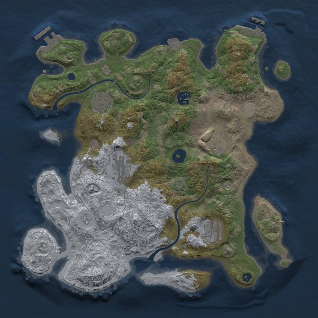 Rust Map: Procedural Map, Size: 3400, Seed: 78536969, 11 Monuments