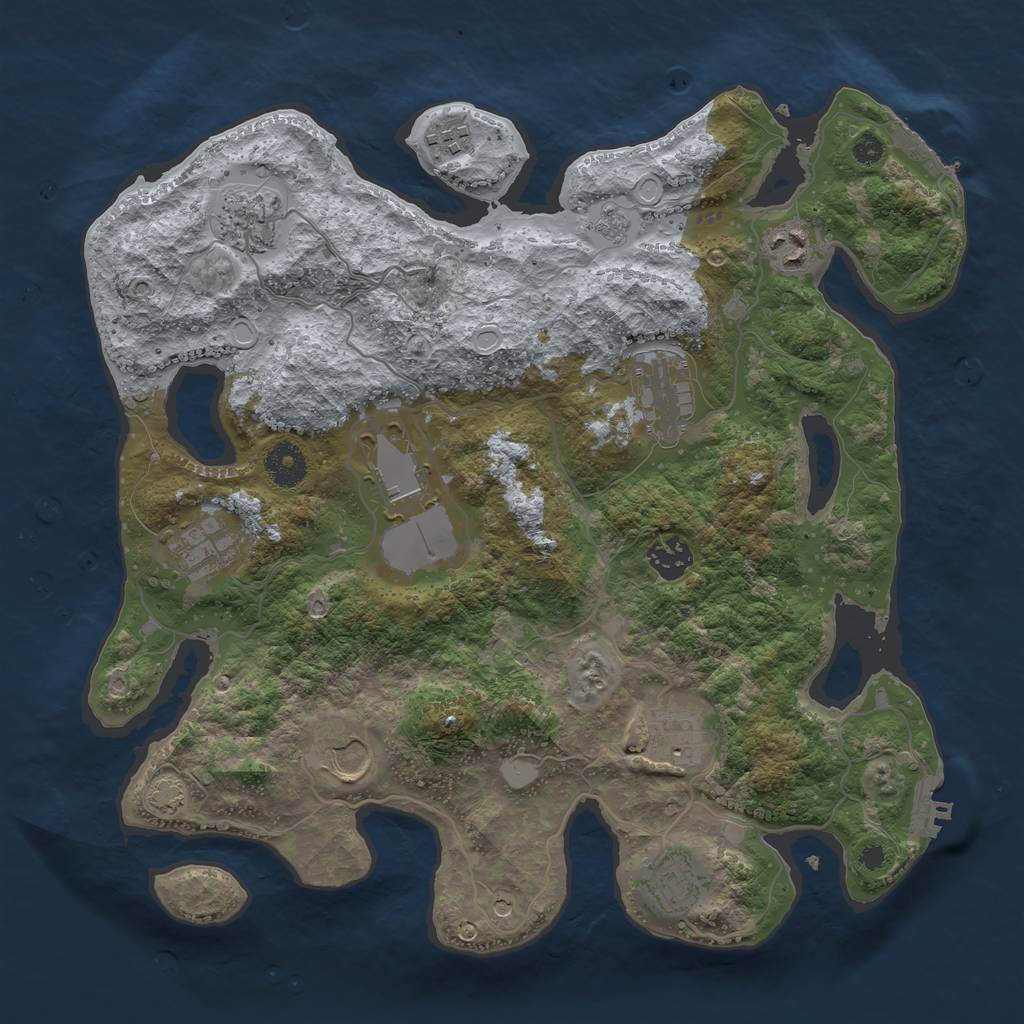 Rust Map: Procedural Map, Size: 3600, Seed: 4118553, 18 Monuments