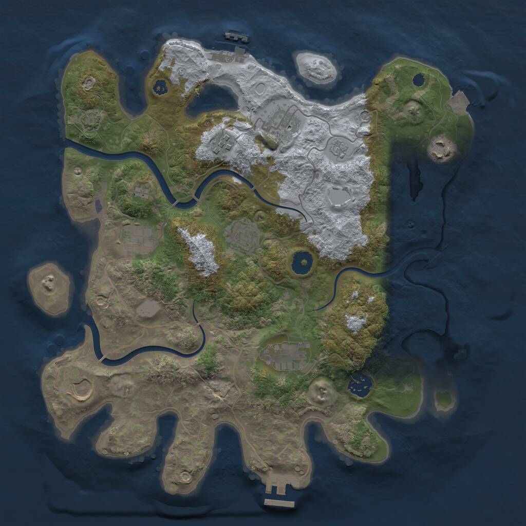Rust Map: Procedural Map, Size: 3550, Seed: 61532831, 14 Monuments