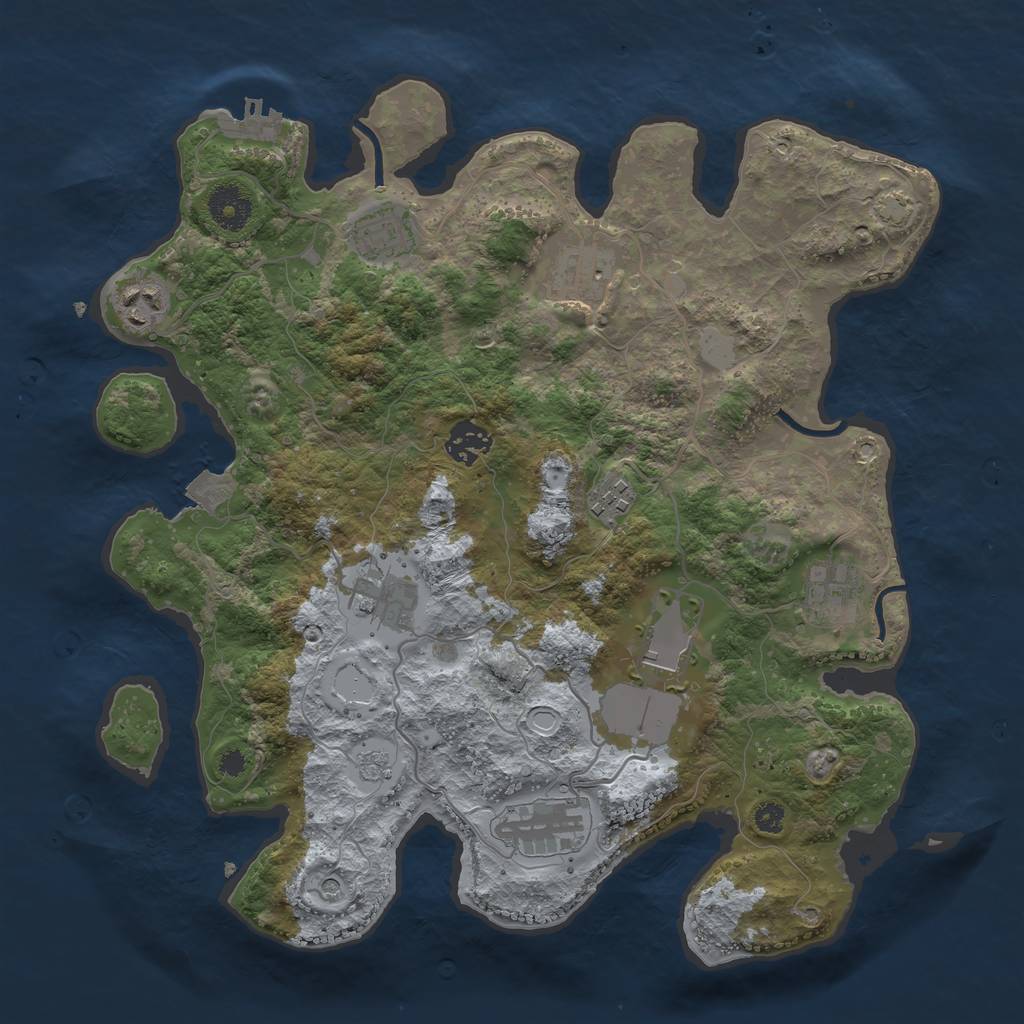 Rust Map: Procedural Map, Size: 3500, Seed: 1545555726, 16 Monuments