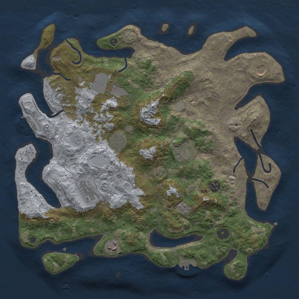 Rust Map: Procedural Map, Size: 3950, Seed: 39102227, 17 Monuments