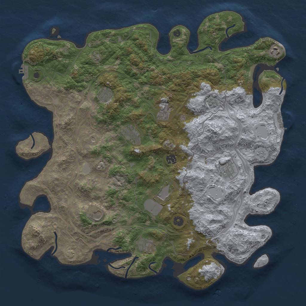 Rust Map: Procedural Map, Size: 4500, Seed: 100554366, 18 Monuments