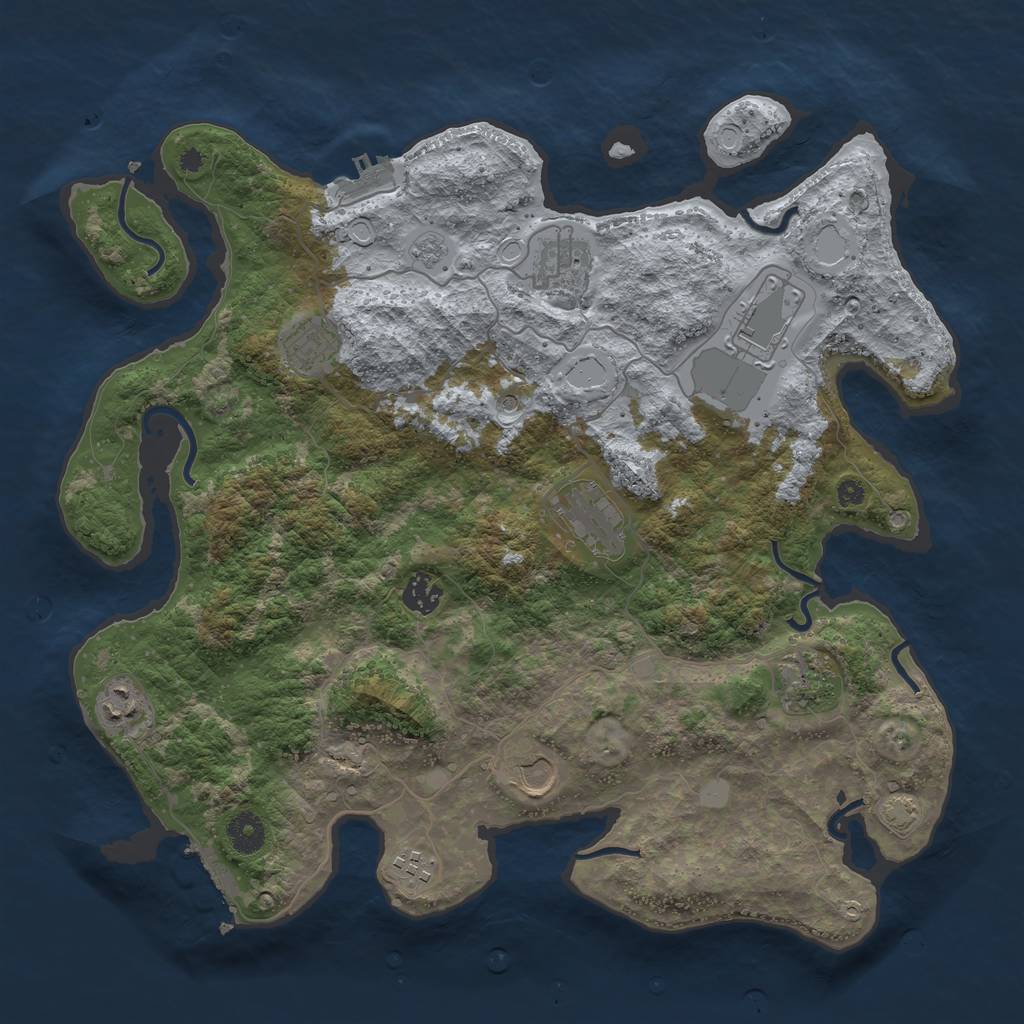 Rust Map: Procedural Map, Size: 3900, Seed: 8251437, 17 Monuments