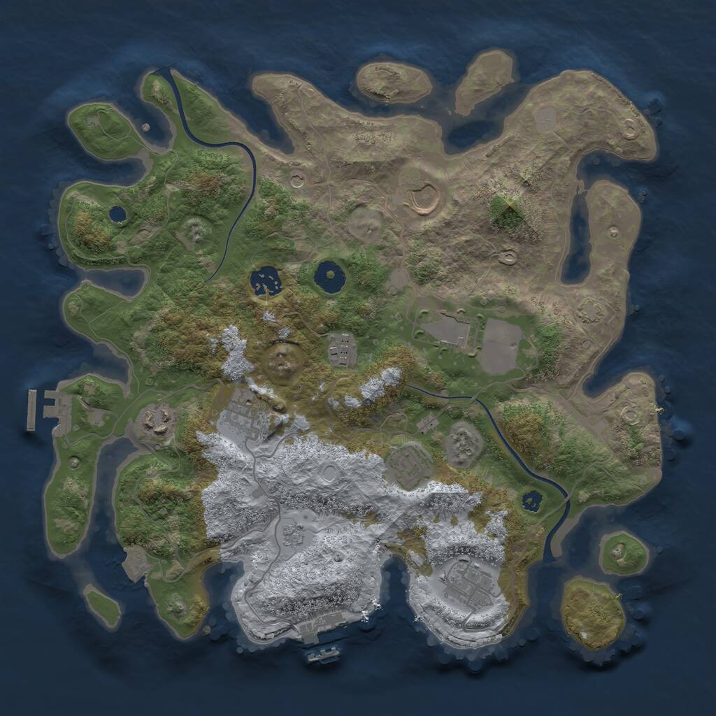 Rust Map: Procedural Map, Size: 3500, Seed: 1369420631, 14 Monuments