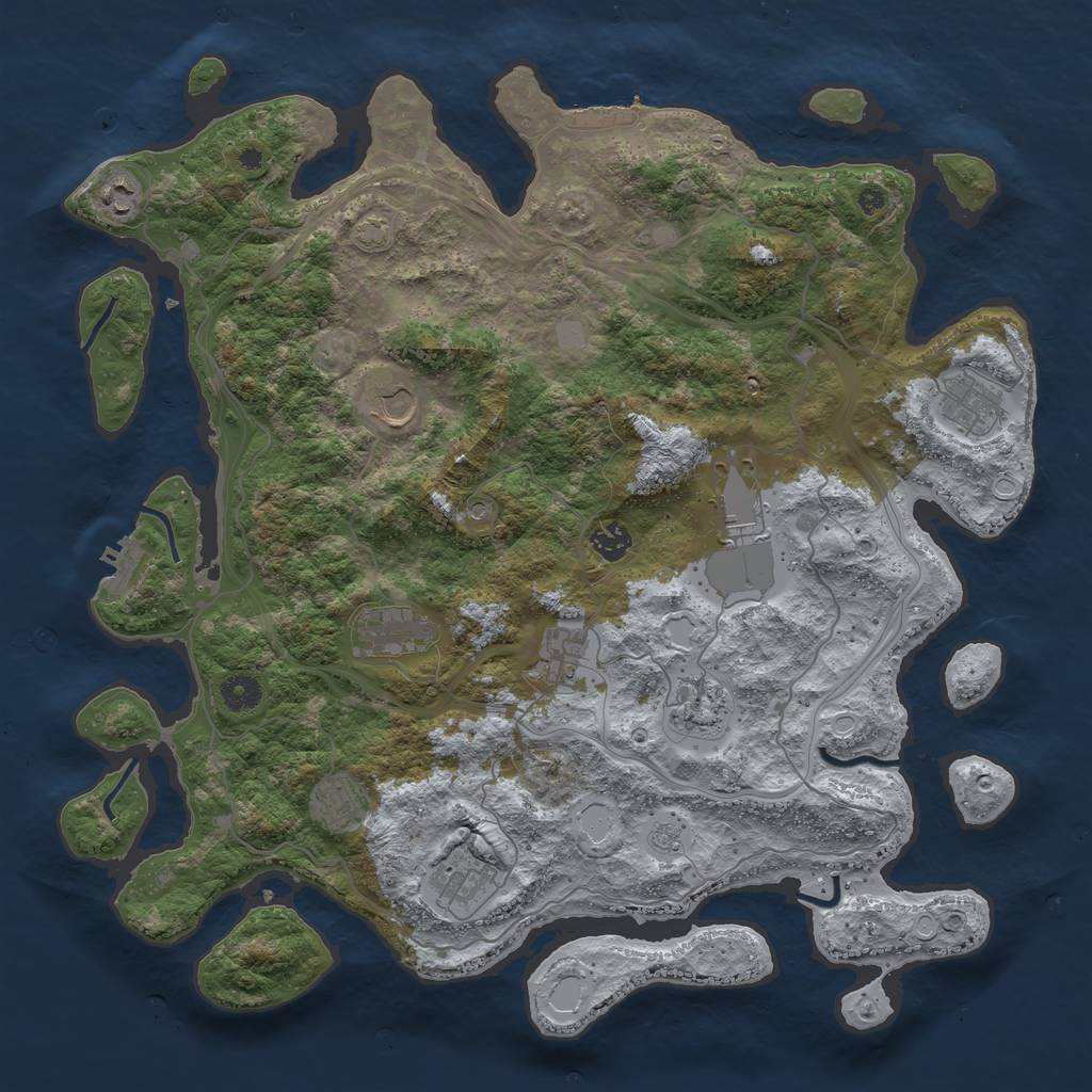 Rust Map: Procedural Map, Size: 4250, Seed: 516684876, 18 Monuments