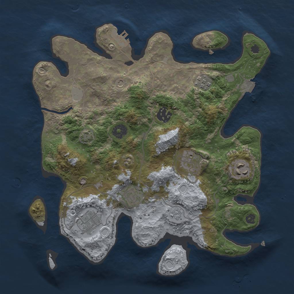 Rust Map: Procedural Map, Size: 3000, Seed: 230602, 13 Monuments