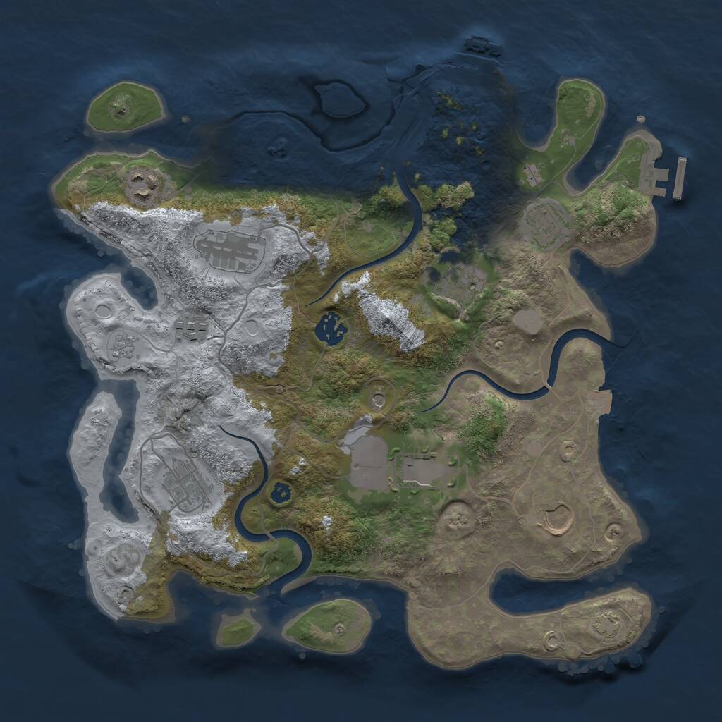 Rust Map: Procedural Map, Size: 3500, Seed: 527815423, 15 Monuments