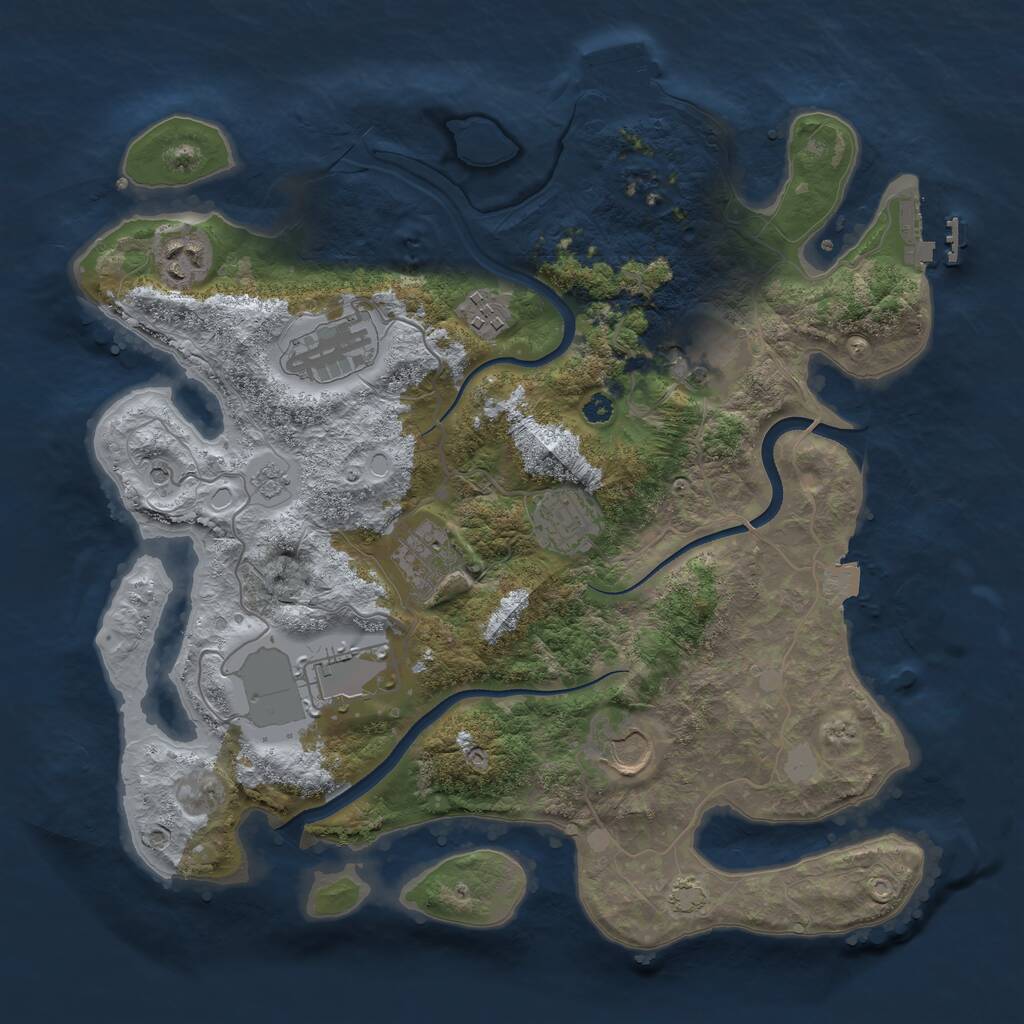 Rust Map: Procedural Map, Size: 3500, Seed: 527815423, 14 Monuments