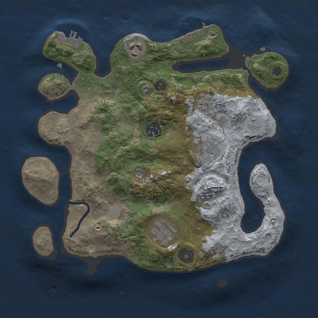 Rust Map: Procedural Map, Size: 3000, Seed: 45101988, 13 Monuments