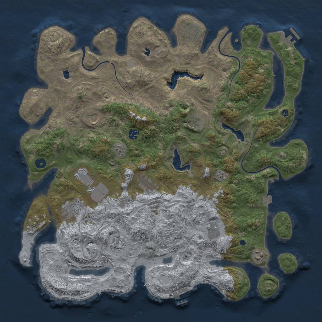 Rust Map: Procedural Map, Size: 4500, Seed: 279202023, 17 Monuments