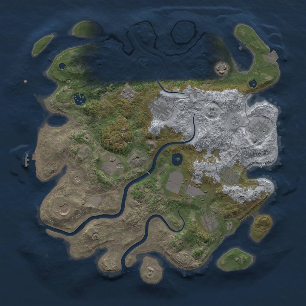 Rust Map: Procedural Map, Size: 3800, Seed: 27394492, 15 Monuments