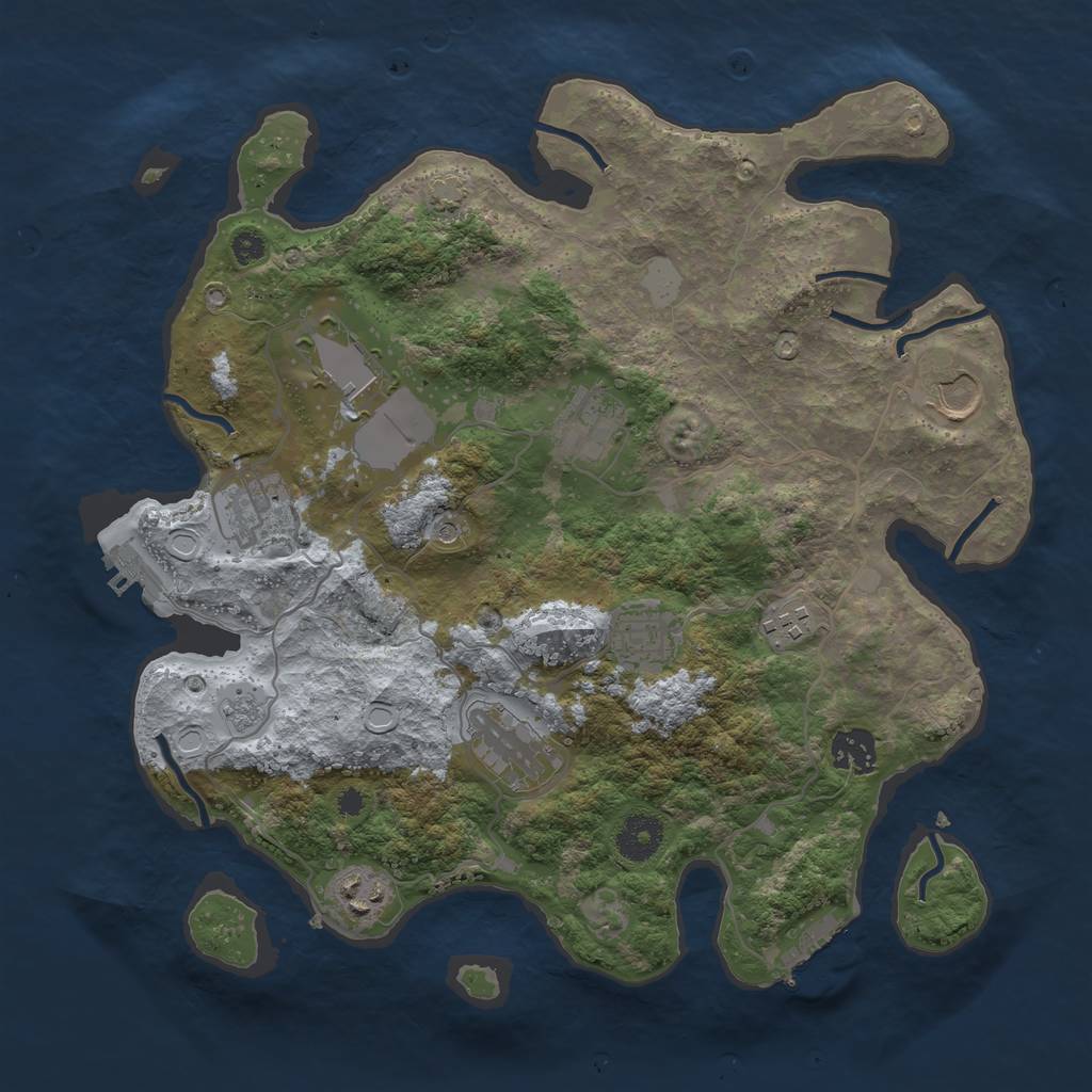 Rust Map: Procedural Map, Size: 3500, Seed: 412585, 17 Monuments