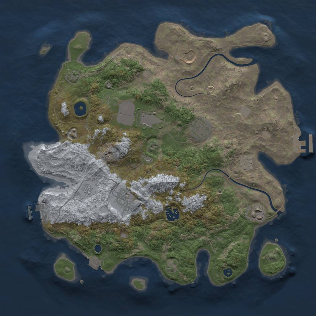 Rust Map: Procedural Map, Size: 3500, Seed: 412585, 13 Monuments