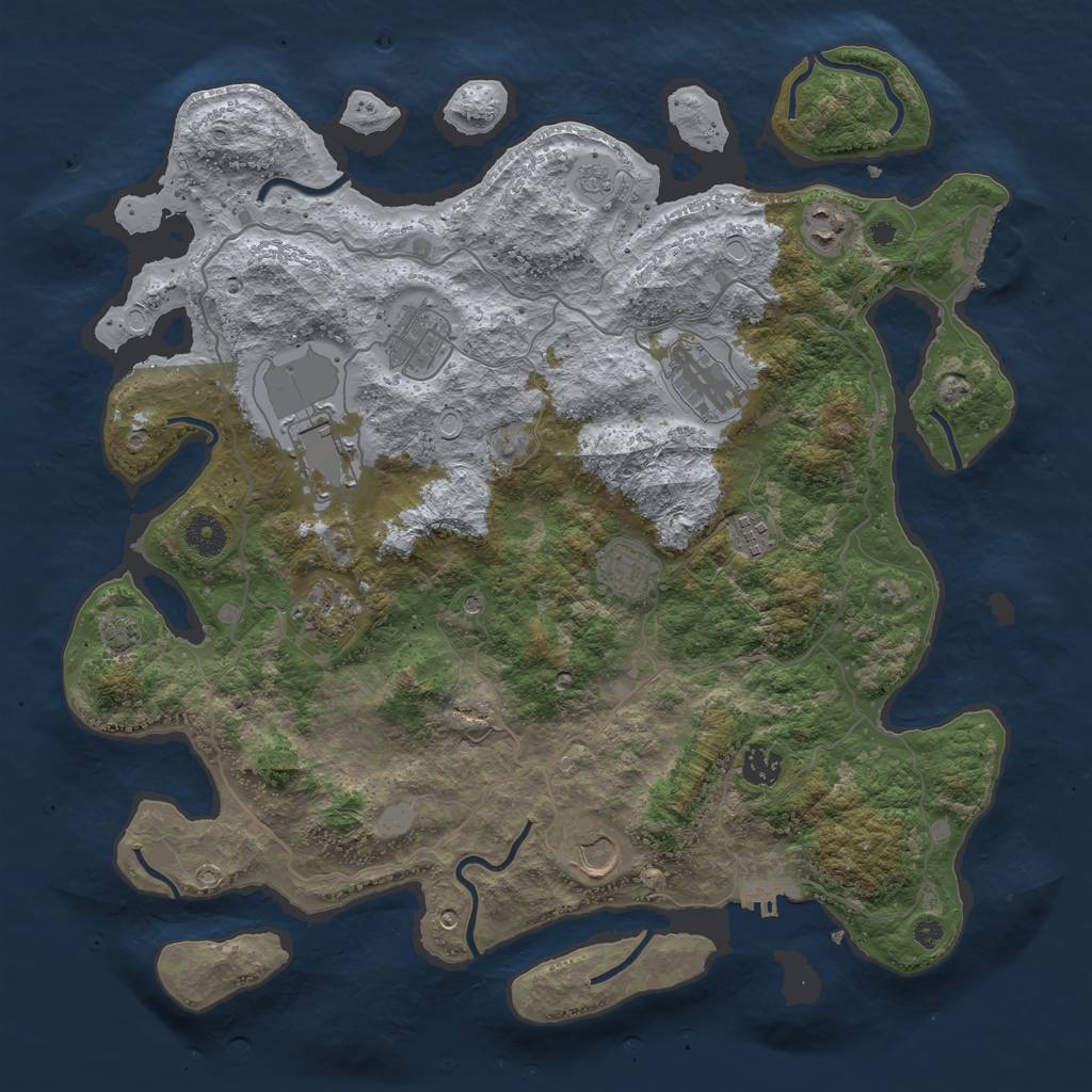 Rust Map: Procedural Map, Size: 4000, Seed: 222395422, 17 Monuments