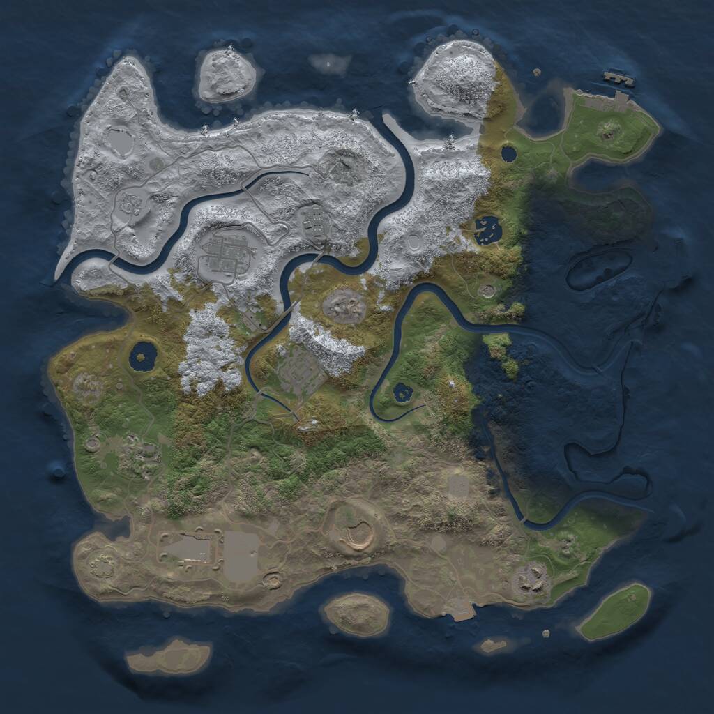 Rust Map: Procedural Map, Size: 3700, Seed: 916238454, 14 Monuments