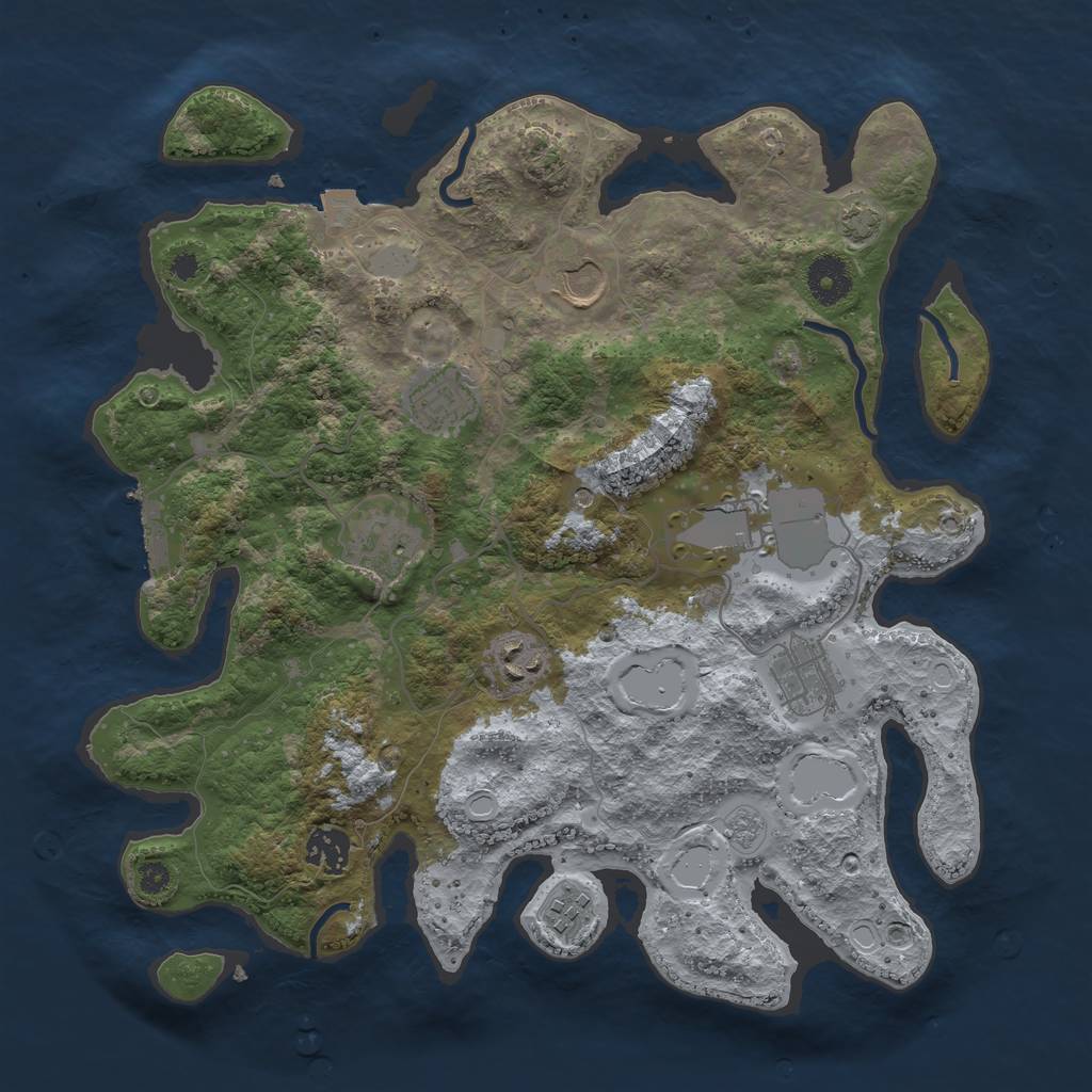 Rust Map: Procedural Map, Size: 3550, Seed: 1544124402, 15 Monuments