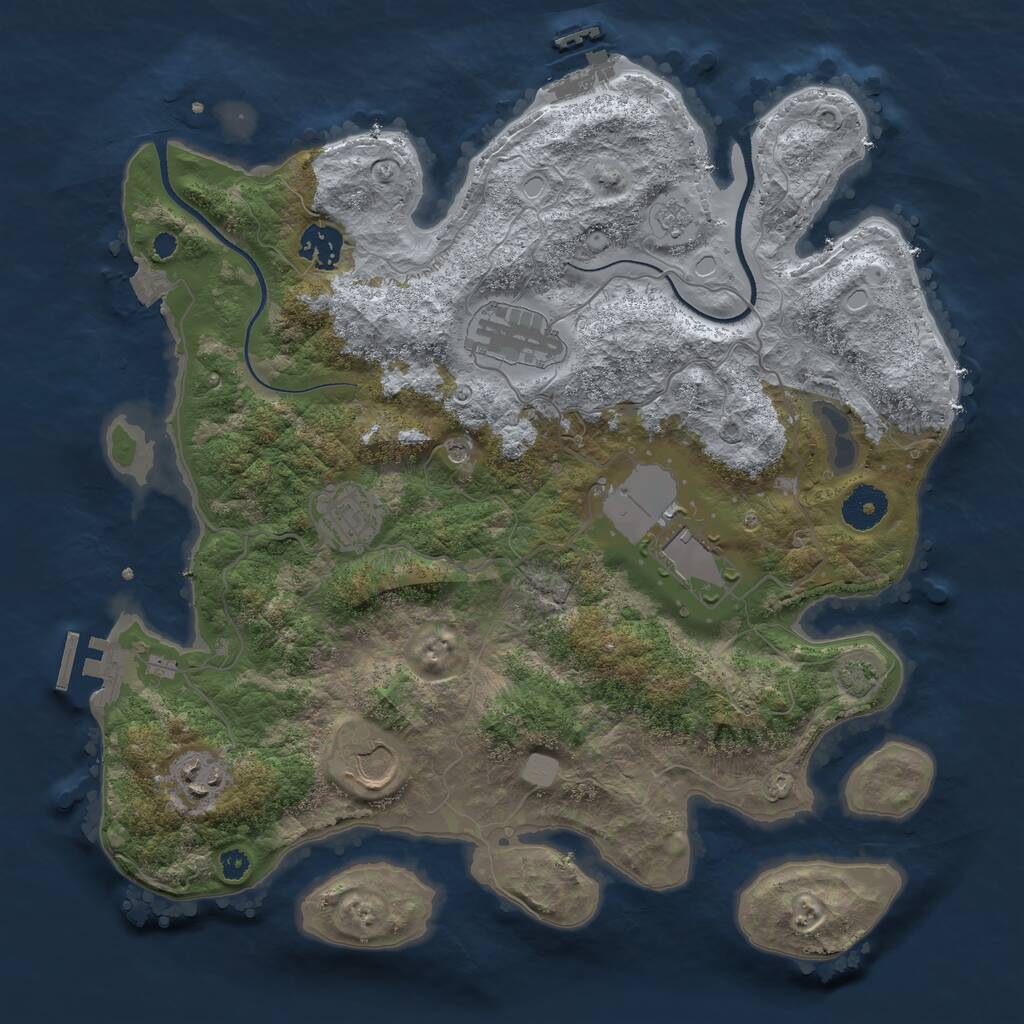 Rust Map: Procedural Map, Size: 3500, Seed: 938779749, 12 Monuments