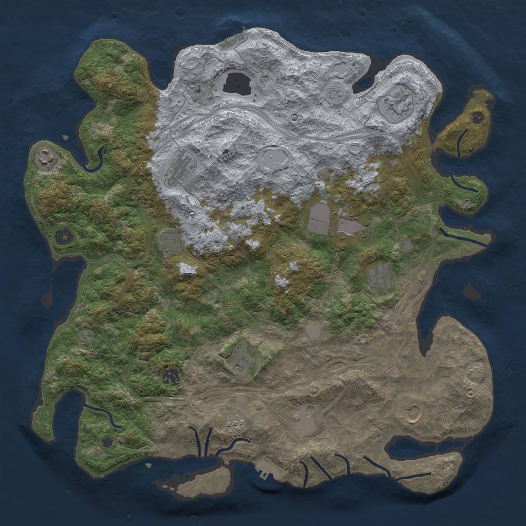 Rust Map: Procedural Map, Size: 4500, Seed: 258541445, 19 Monuments