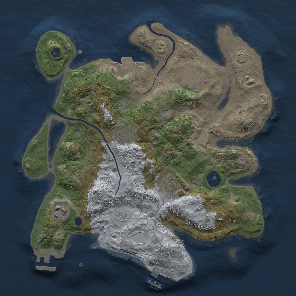 Rust Map: Procedural Map, Size: 3000, Seed: 919406693, 10 Monuments