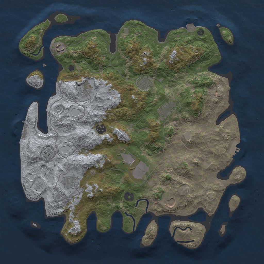 Rust Map: Procedural Map, Size: 4000, Seed: 5100, 17 Monuments