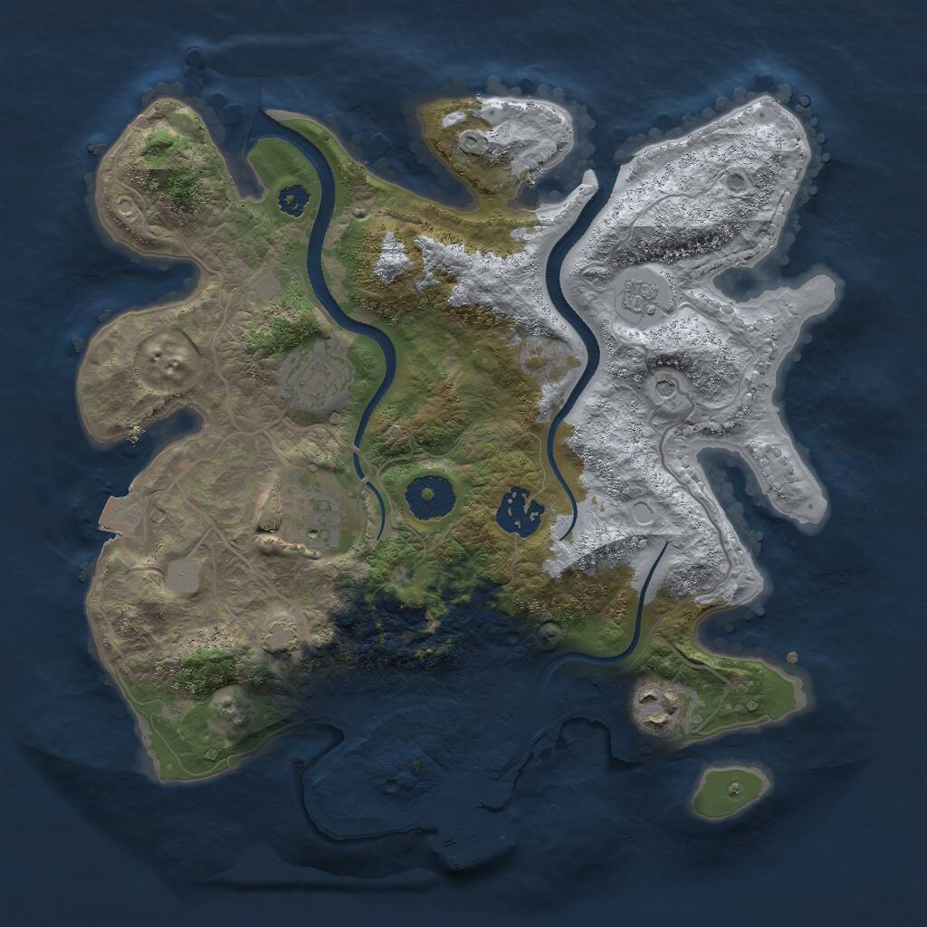 Rust Map: Procedural Map, Size: 3000, Seed: 770731443, 9 Monuments