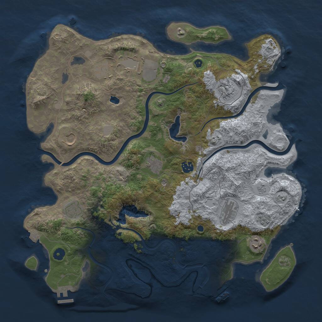 Rust Map: Procedural Map, Size: 4096, Seed: 901034429, 16 Monuments