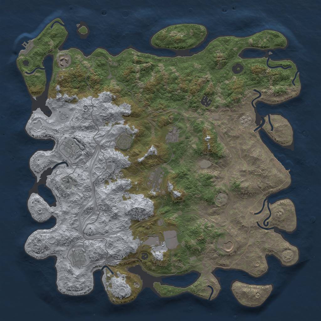 Rust Map: Procedural Map, Size: 4500, Seed: 906059475, 18 Monuments