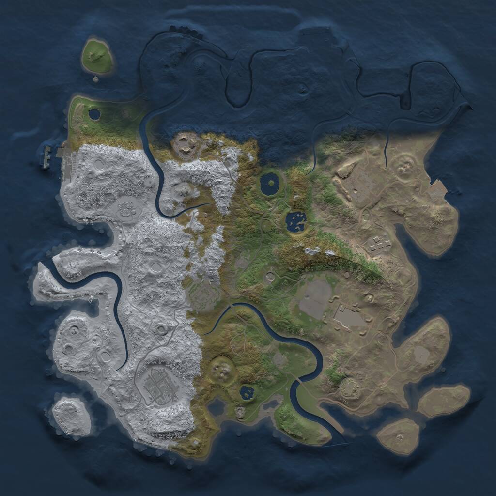 Rust Map: Procedural Map, Size: 3500, Seed: 41094155, 13 Monuments