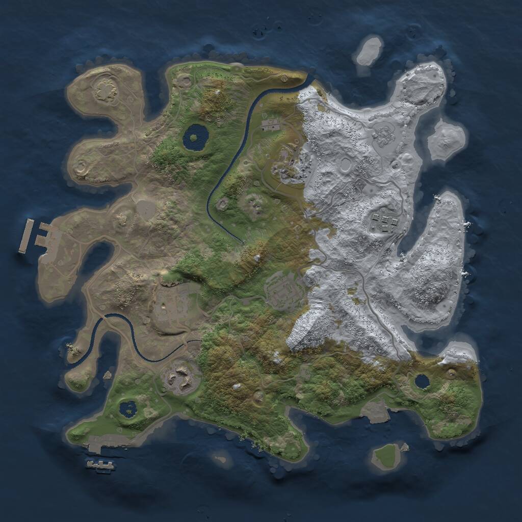 Rust Map: Procedural Map, Size: 3000, Seed: 255, 10 Monuments